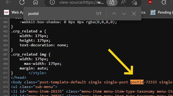 Wordpress post ID displayed in page source code